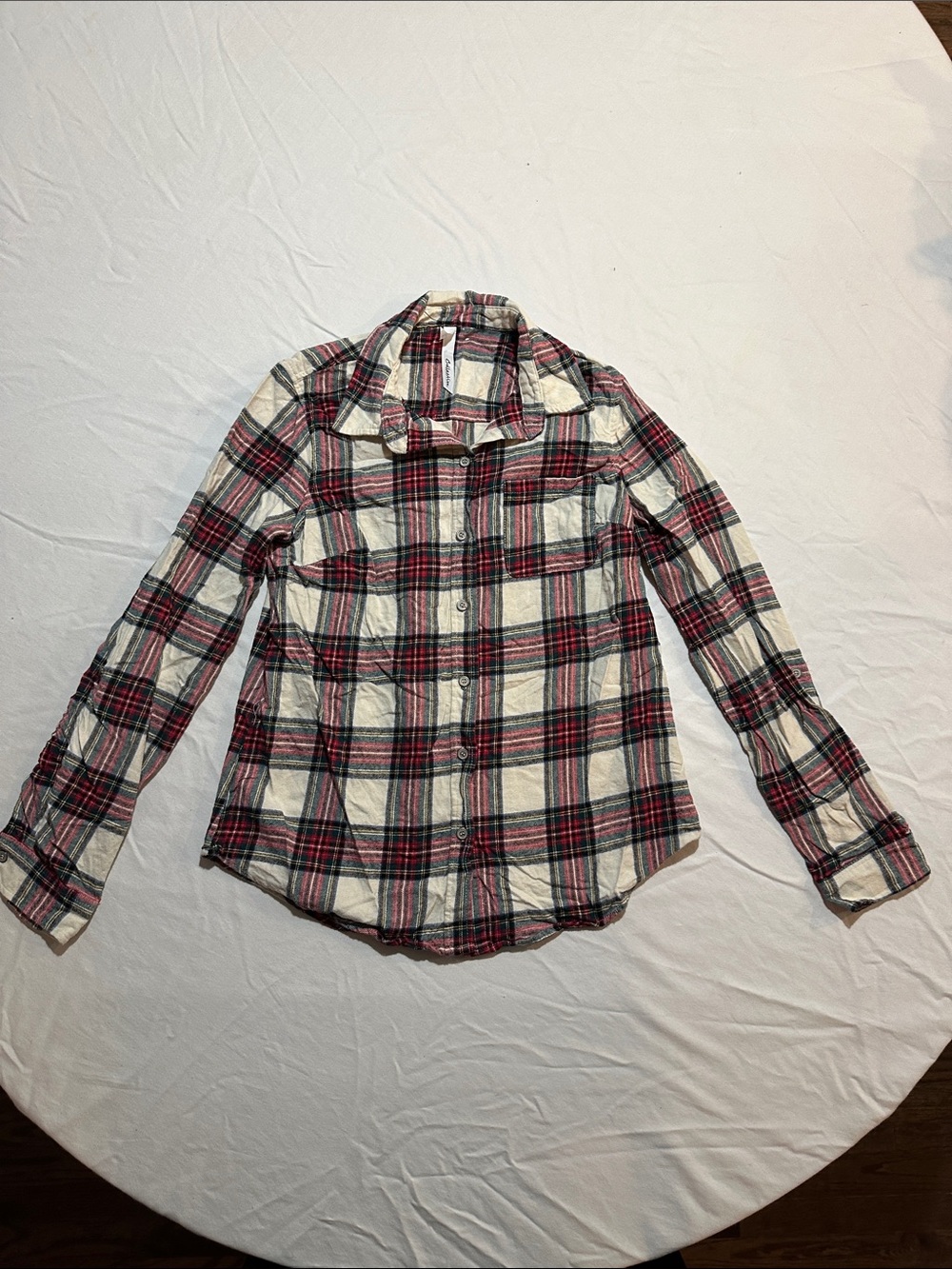 NY Collection Red, White & Black Plaid Button-Down Shirt